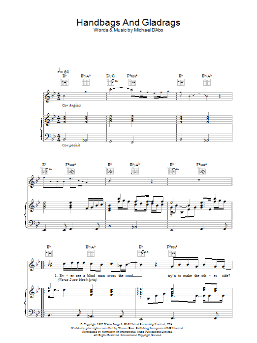 Stereophonics Handbags And Gladrags (theme from The Office) sheet music notes and chords. Download Printable PDF.