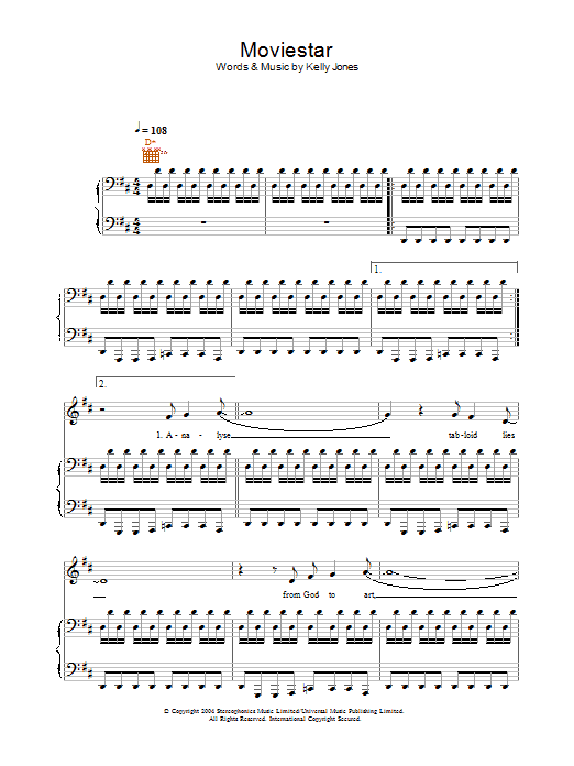 Learn to play Stereophonics Moviestar sheet music for Guitar Tab in minutes. Price: 7.8900$ Stereophonics Moviestar sheet music notes and chords arranged for Guitar Tab
