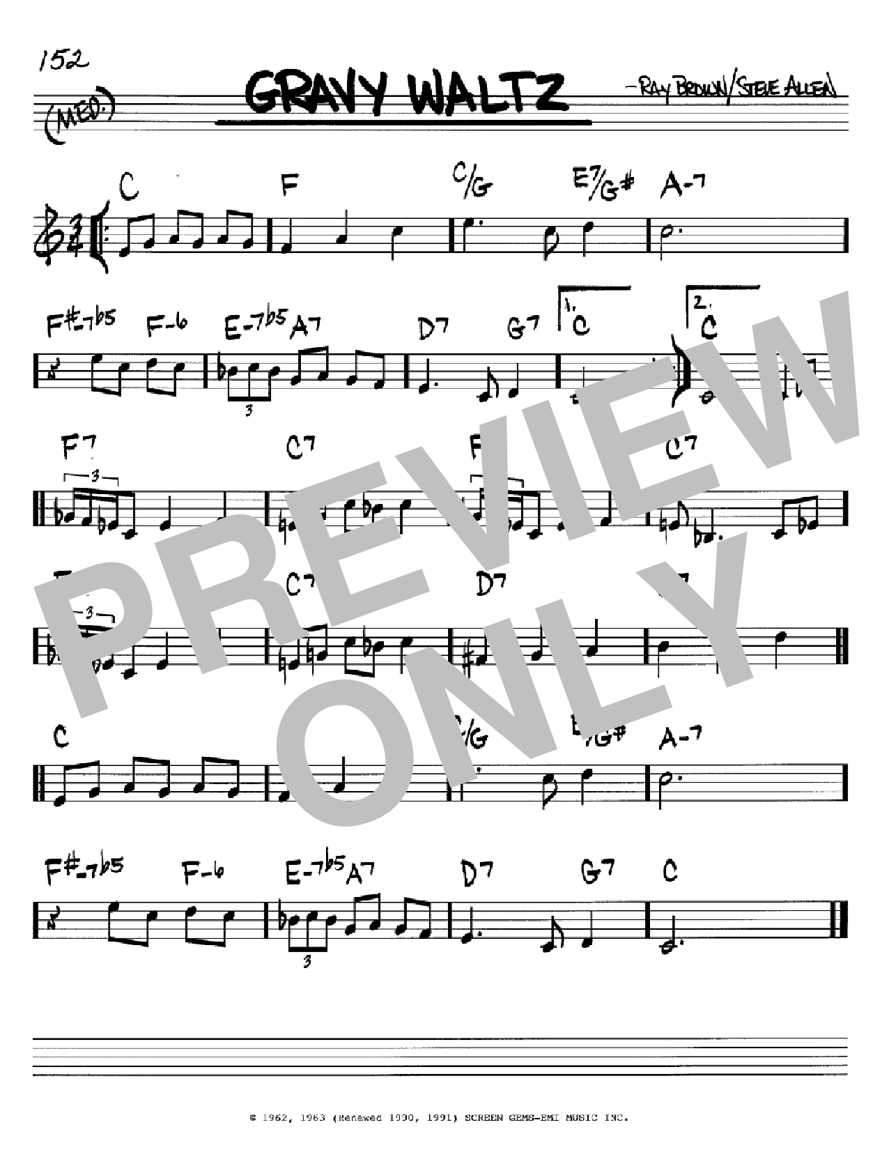 Steve Allen Gravy Waltz sheet music notes and chords arranged for Piano Solo