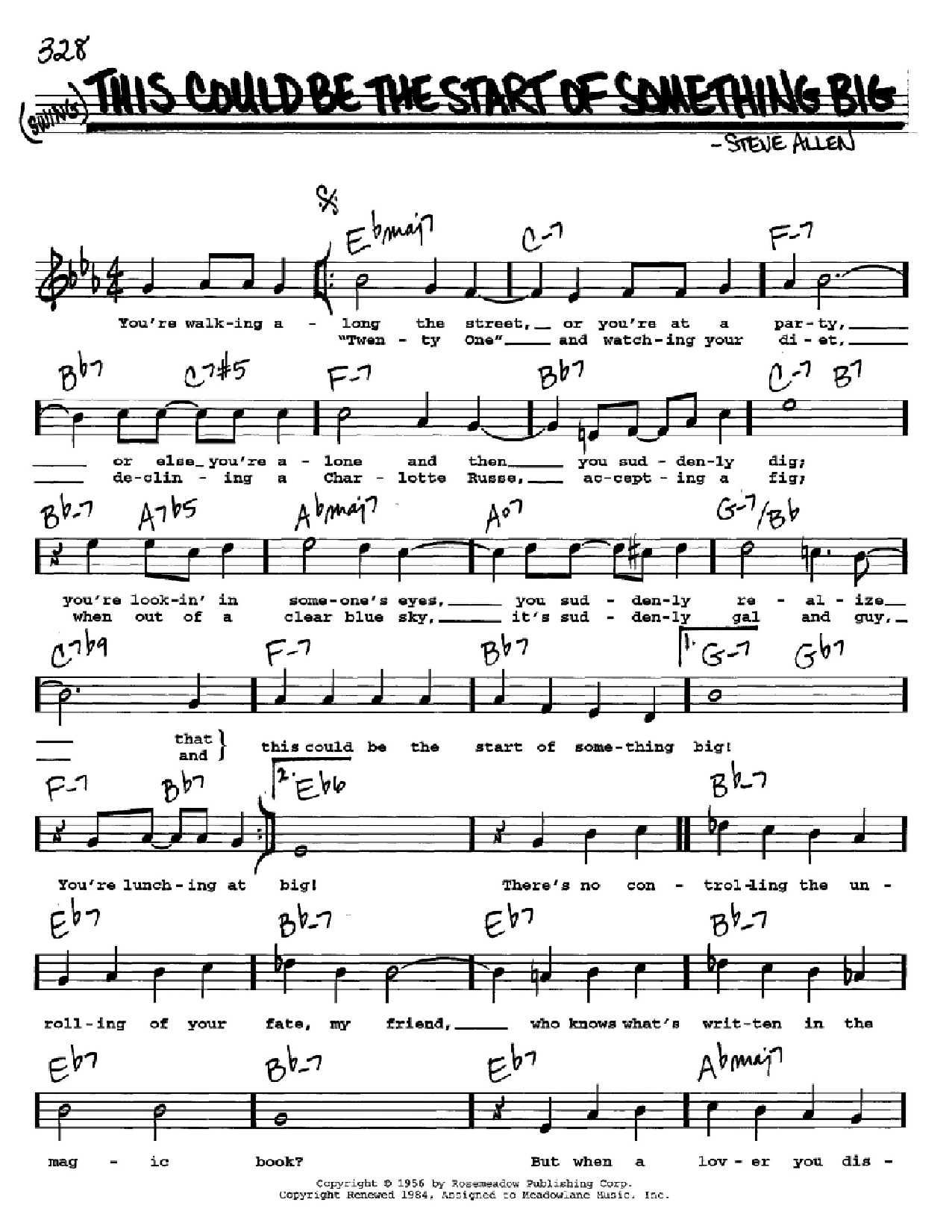 Steve Allen This Could Be The Start Of Something Big sheet music notes and chords. Download Printable PDF.