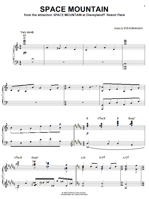 Steve Bramson Space Mountain sheet music notes and chords arranged for Piano Solo