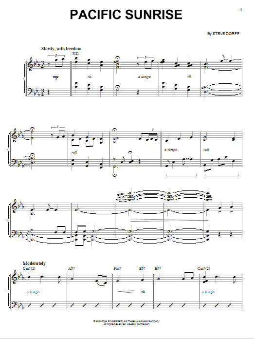 Learn to play Steve Dorff Pacific Sunrise sheet music for Piano Solo in minutes. Price: 7.8900$ Steve Dorff Pacific Sunrise sheet music notes and chords arranged for Piano Solo