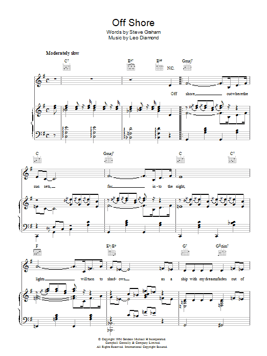 Steve Graham Off Shore sheet music notes and chords arranged for Piano, Vocal & Guitar Chords
