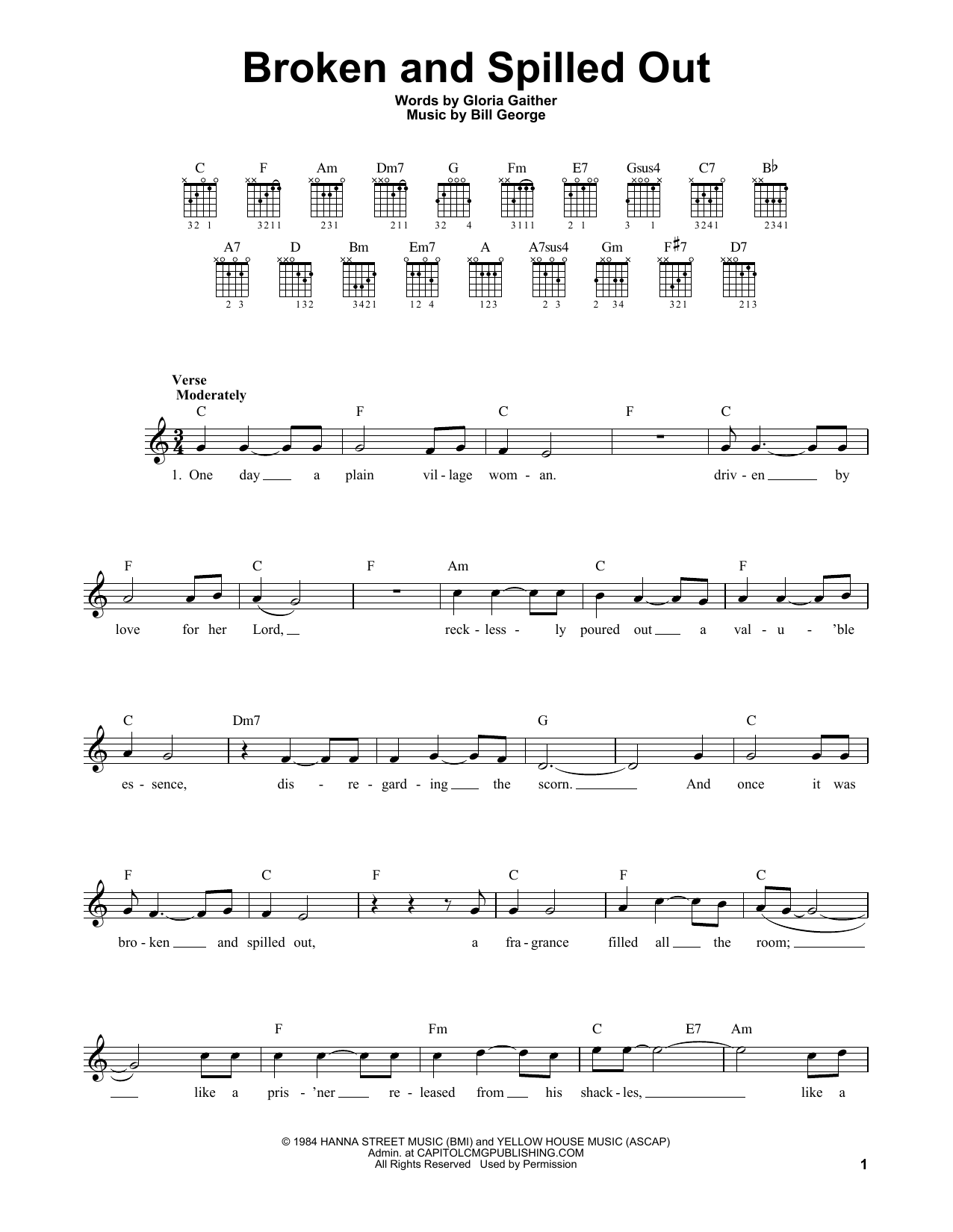 Steve Green Broken And Spilled Out sheet music notes and chords. Download Printable PDF.