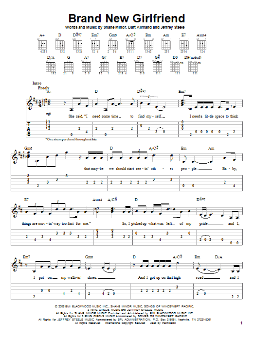 Steve Holy Brand New Girlfriend sheet music notes and chords. Download Printable PDF.