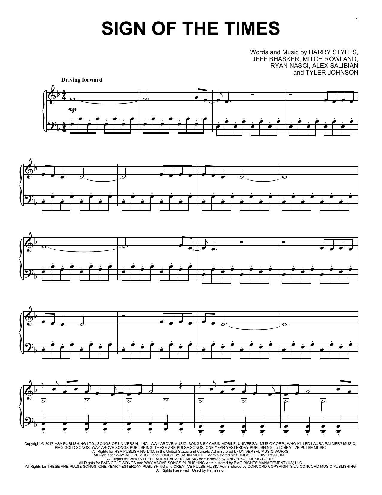 Steve Horner Sign Of The Times (from the Netflix series Bridgerton) sheet music notes and chords. Download Printable PDF.