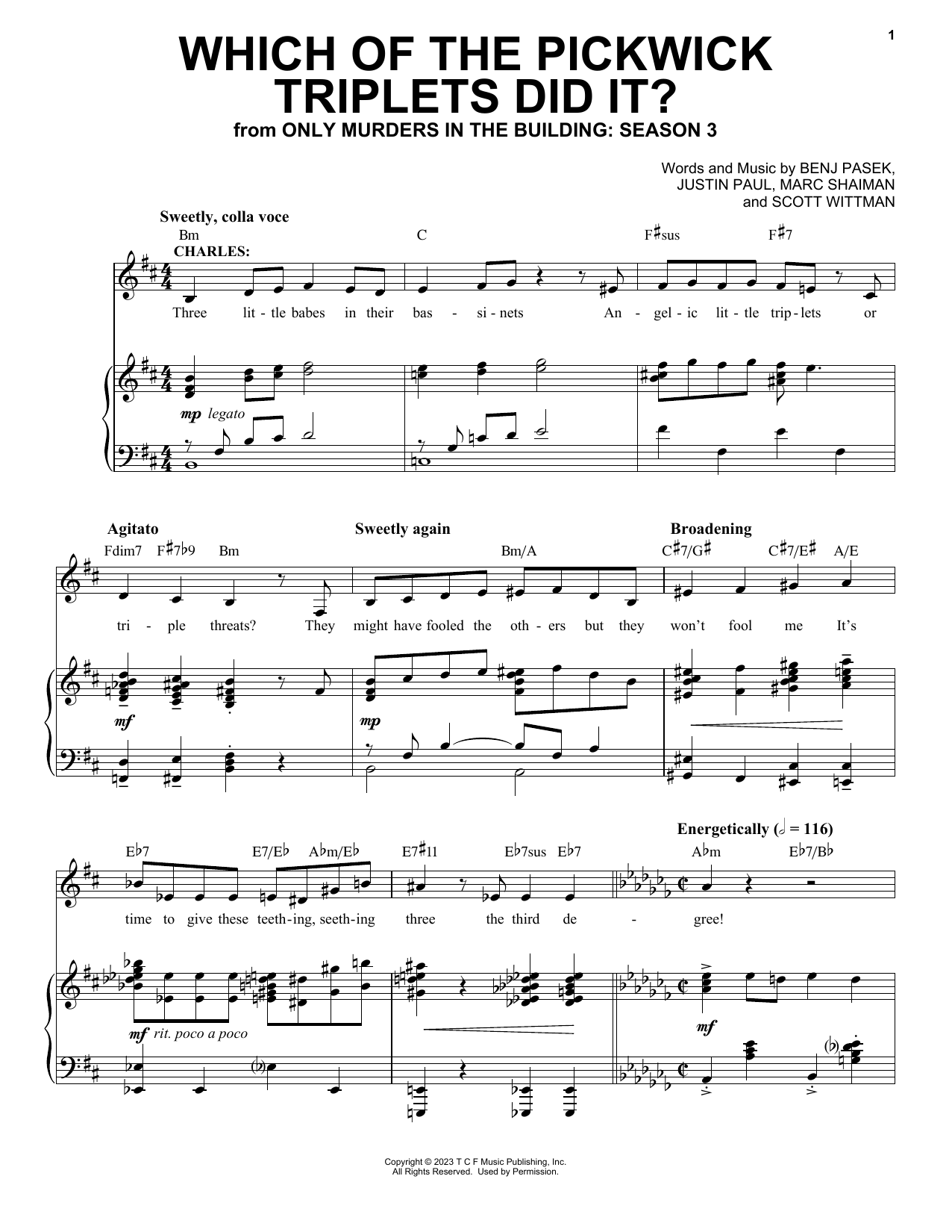 Steve Martin Which Of The Pickwick Triplets Did It? (from Only Murders In The Building: Season 3) sheet music notes and chords. Download Printable PDF.