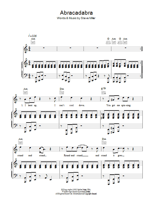 The Steve Miller Band Abracadabra sheet music notes and chords. Download Printable PDF.