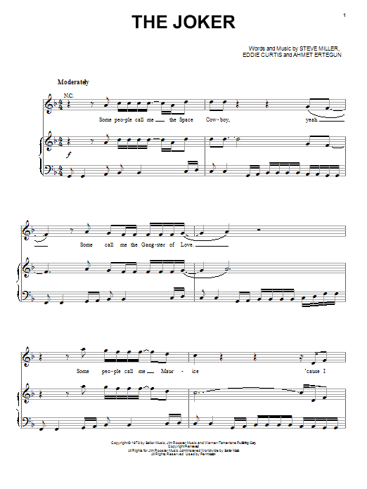 Steve Miller Band The Joker sheet music notes and chords. Download Printable PDF.