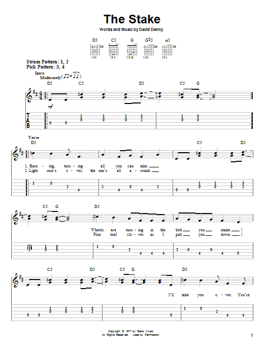 Steve Miller Band The Stake sheet music notes and chords. Download Printable PDF.