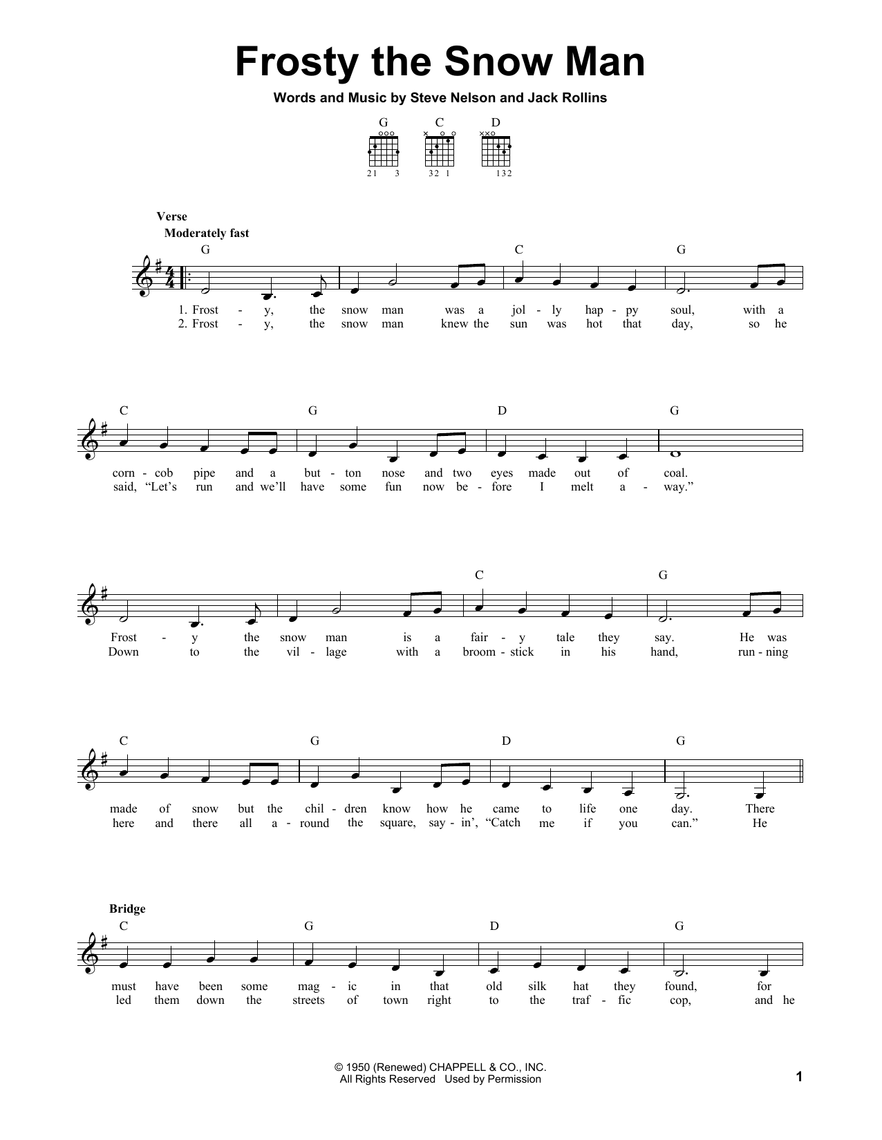 Steve Nelson Frosty The Snow Man sheet music notes and chords. Download Printable PDF.