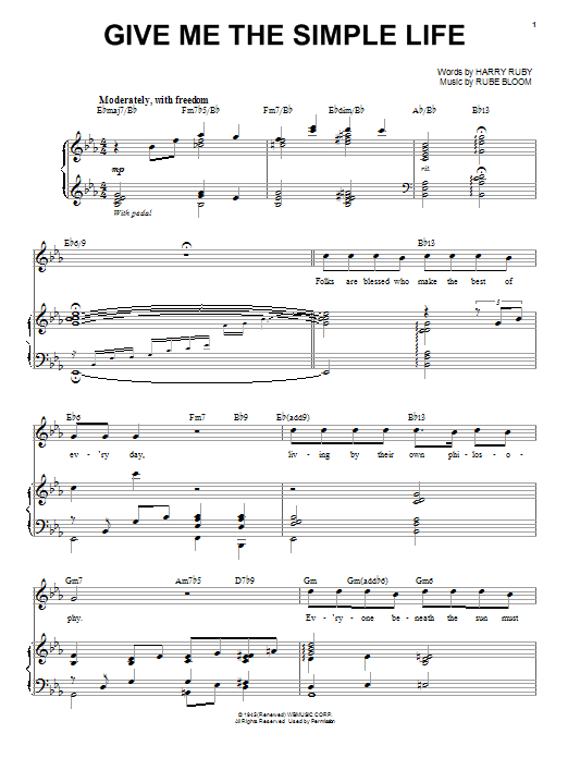 Steve Tyrell Give Me The Simple Life sheet music notes and chords. Download Printable PDF.