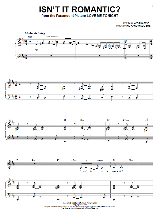 Learn to play Steve Tyrell Isn't It Romantic? sheet music for Piano & Vocal in minutes. Price: 7.8900$ Steve Tyrell Isn't It Romantic? sheet music notes and chords arranged for Piano & Vocal