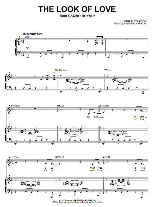 Learn to play Steve Tyrell The Look Of Love sheet music for Piano & Vocal in minutes. Price: 7.8900$ Steve Tyrell The Look Of Love sheet music notes and chords arranged for Piano & Vocal