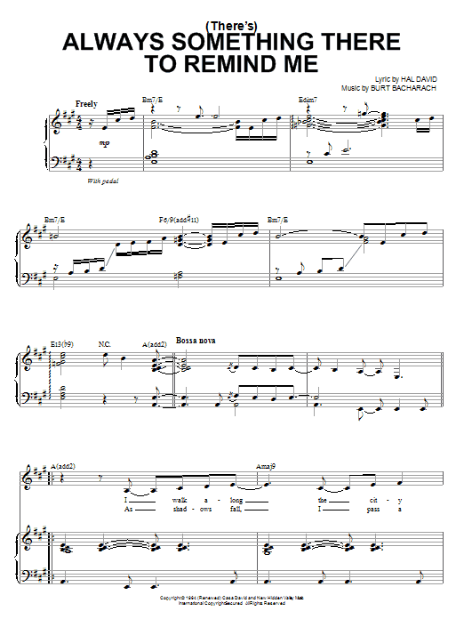 Learn to play Steve Tyrell (There's) Always Something There To Remind Me sheet music for Piano & Vocal in minutes. Price: 7.8900$ Steve Tyrell (There's) Always Something There To Remind Me sheet music notes and chords arranged for Piano & Vocal