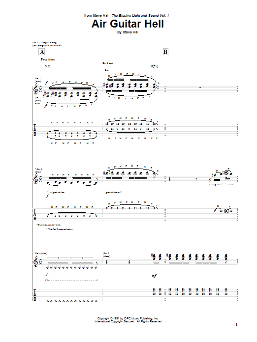 Learn to play Steve Vai Air Guitar Hell sheet music for Guitar Tab in minutes. Price: 7.8900$ Steve Vai Air Guitar Hell sheet music notes and chords arranged for Guitar Tab