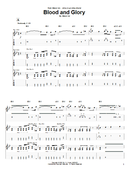 Learn to play Steve Vai Blood And Glory sheet music for Guitar Tab in minutes. Price: 7.8900$ Steve Vai Blood And Glory sheet music notes and chords arranged for Guitar Tab