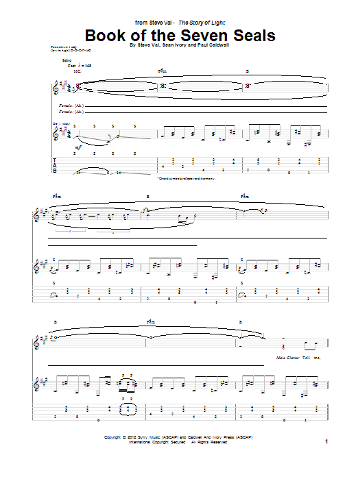 Learn to play Steve Vai Book Of The Seven Seals sheet music for Guitar Tab in minutes. Price: 7.8900$ Steve Vai Book Of The Seven Seals sheet music notes and chords arranged for Guitar Tab
