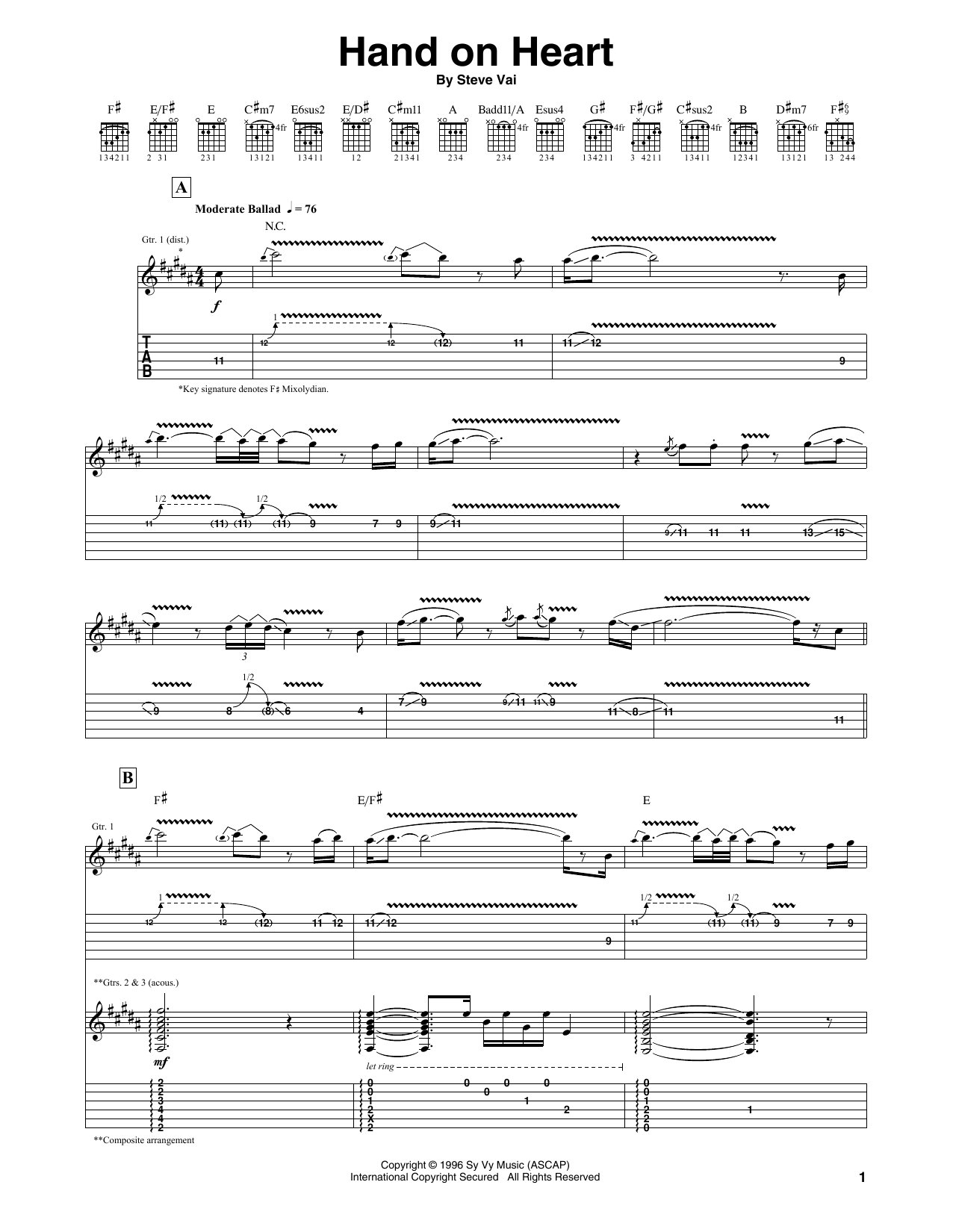 Learn to play Steve Vai Hand On Heart sheet music for Guitar Tab in minutes. Price: 7.8900$ Steve Vai Hand On Heart sheet music notes and chords arranged for Guitar Tab