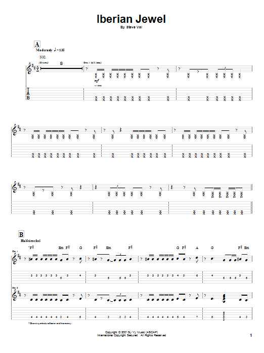 Learn to play Steve Vai Iberian Jewel sheet music for Guitar Tab in minutes. Price: 7.8900$ Steve Vai Iberian Jewel sheet music notes and chords arranged for Guitar Tab