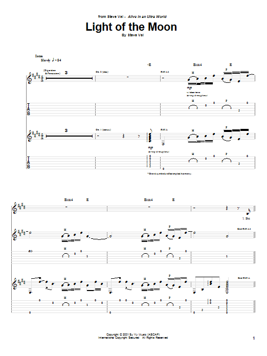 Learn to play Steve Vai Light Of The Moon sheet music for Guitar Tab in minutes. Price: 7.8900$ Steve Vai Light Of The Moon sheet music notes and chords arranged for Guitar Tab