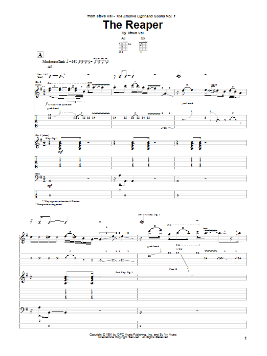 Learn to play Steve Vai The Reaper sheet music for Guitar Tab in minutes. Price: 7.8900$ Steve Vai The Reaper sheet music notes and chords arranged for Guitar Tab
