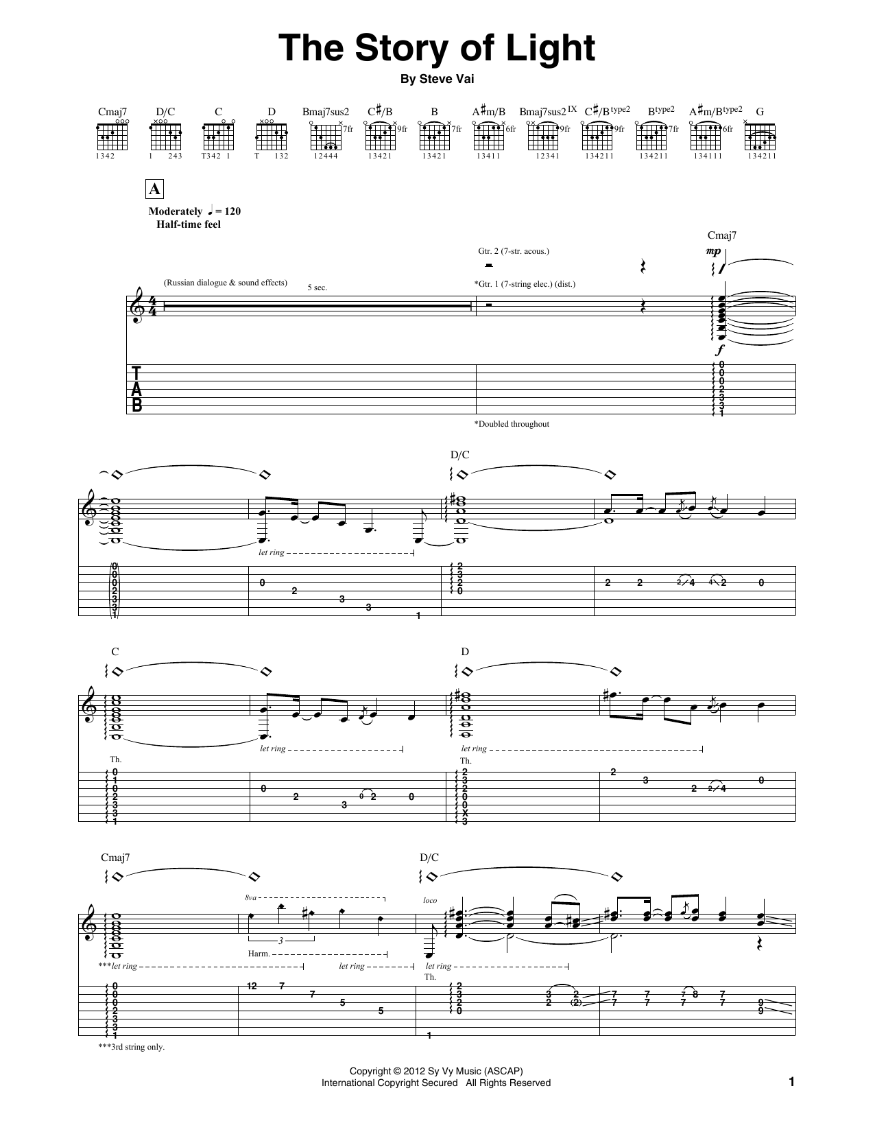 Learn to play Steve Vai The Story Of Light sheet music for Guitar Tab in minutes. Price: 7.8900$ Steve Vai The Story Of Light sheet music notes and chords arranged for Guitar Tab
