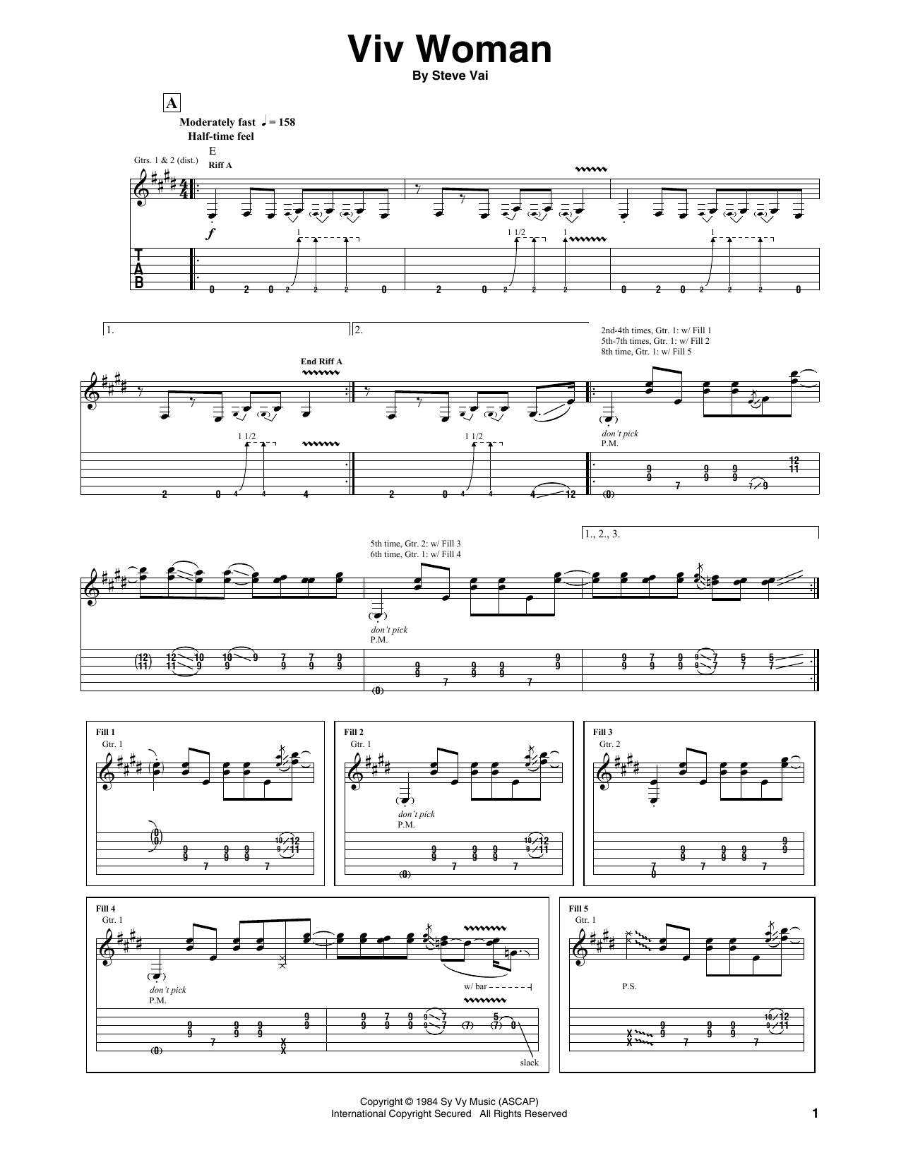 Learn to play Steve Vai Viv Woman sheet music for Guitar Tab in minutes. Price: 7.8900$ Steve Vai Viv Woman sheet music notes and chords arranged for Guitar Tab