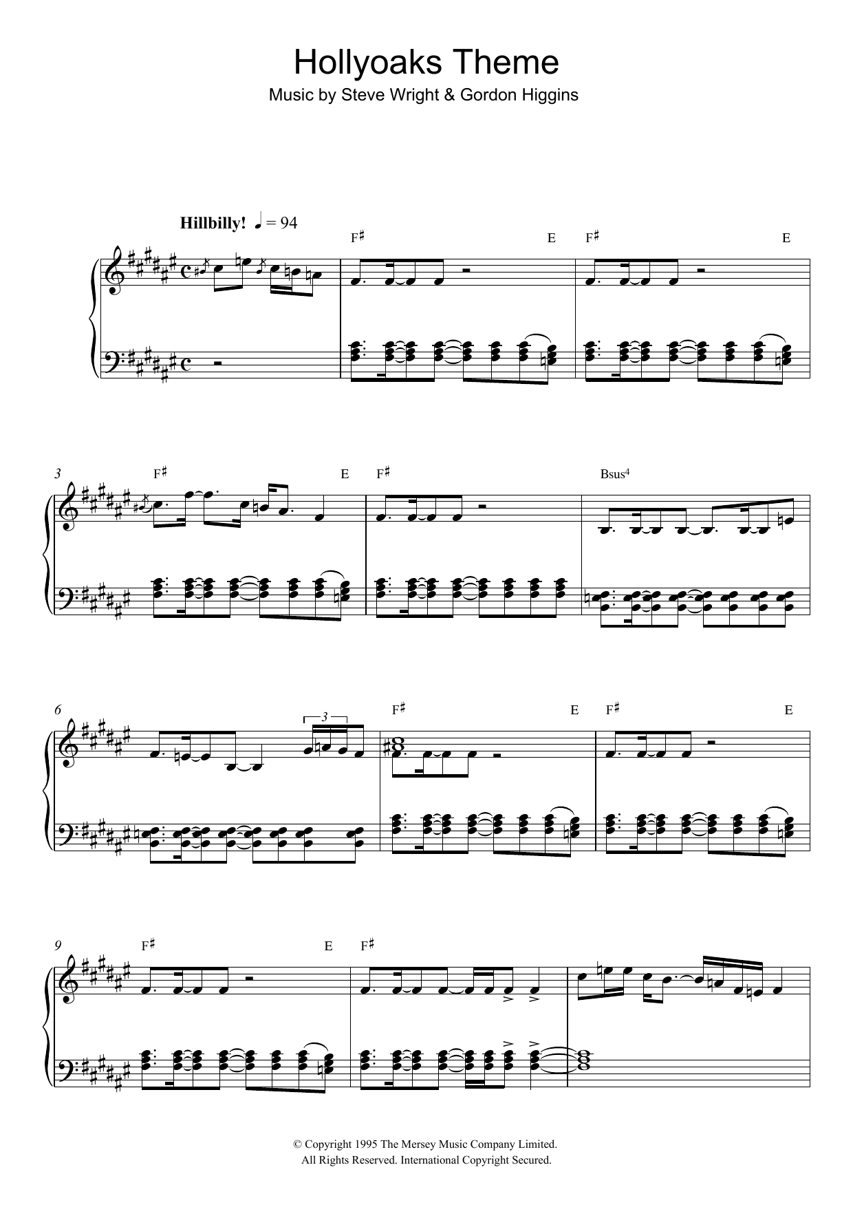 Learn to play Steve Wright Hollyoaks Theme sheet music for Piano Solo in minutes. Price: 7.8900$ Steve Wright Hollyoaks Theme sheet music notes and chords arranged for Piano Solo