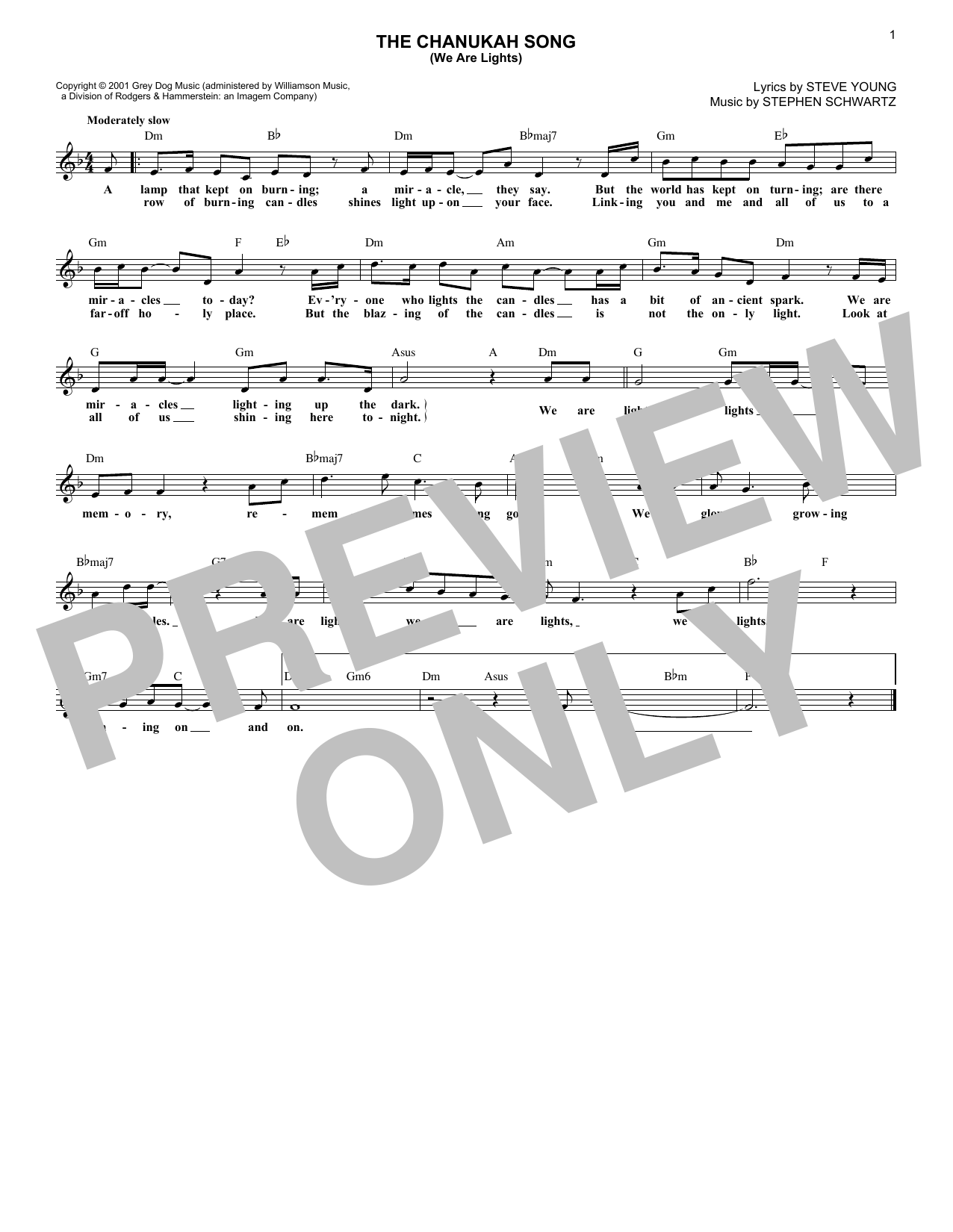 Steve Young The Chanukah Song (We Are Lights) sheet music notes and chords. Download Printable PDF.