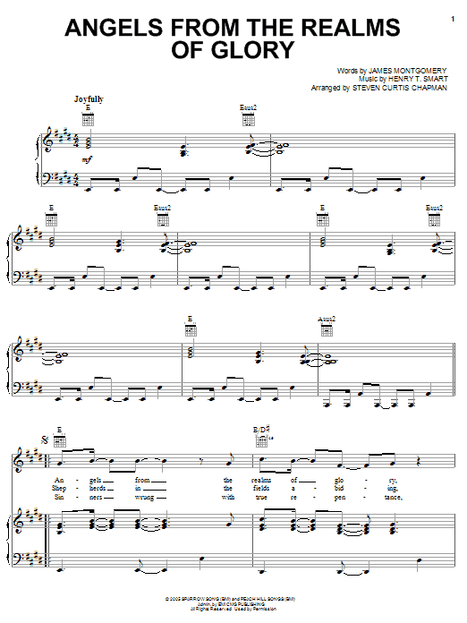 Steven Curtis Chapman Angels From The Realms Of Glory sheet music notes and chords. Download Printable PDF.