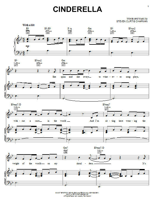 Steven Curtis Chapman Cinderella sheet music notes and chords. Download Printable PDF.