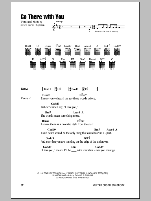 Steven Curtis Chapman Go There With You sheet music notes and chords. Download Printable PDF.