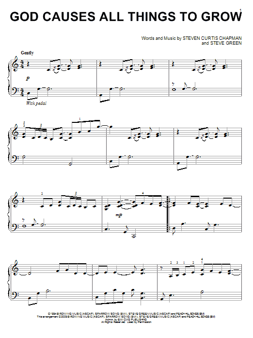 Learn to play Steven Curtis Chapman God Causes All Things To Grow sheet music for Piano, Vocal & Guitar Chords (Right-Hand Melody) in minutes. Price: 7.8900$ Steven Curtis Chapman God Causes All Things To Grow sheet music notes and chords arranged for Piano, Vocal & Guitar Chords (Right-Hand Melody)