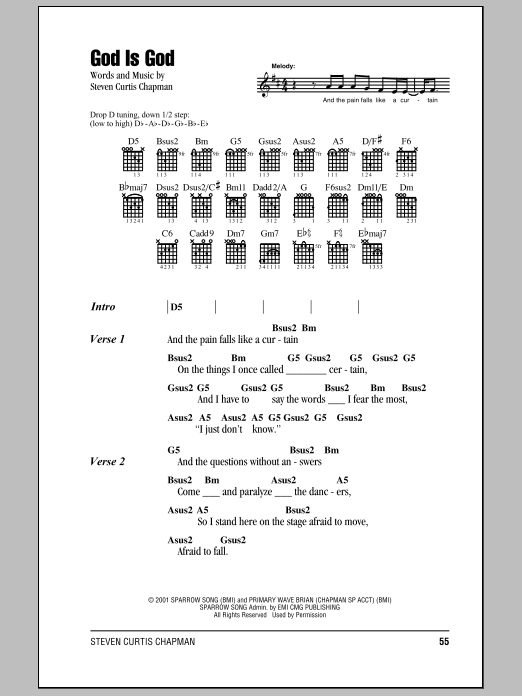 Steven Curtis Chapman God Is God sheet music notes and chords. Download Printable PDF.