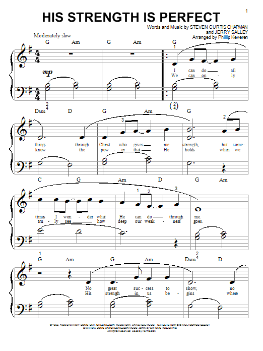 Steven Curtis Chapman His Strength Is Perfect sheet music notes and chords. Download Printable PDF.