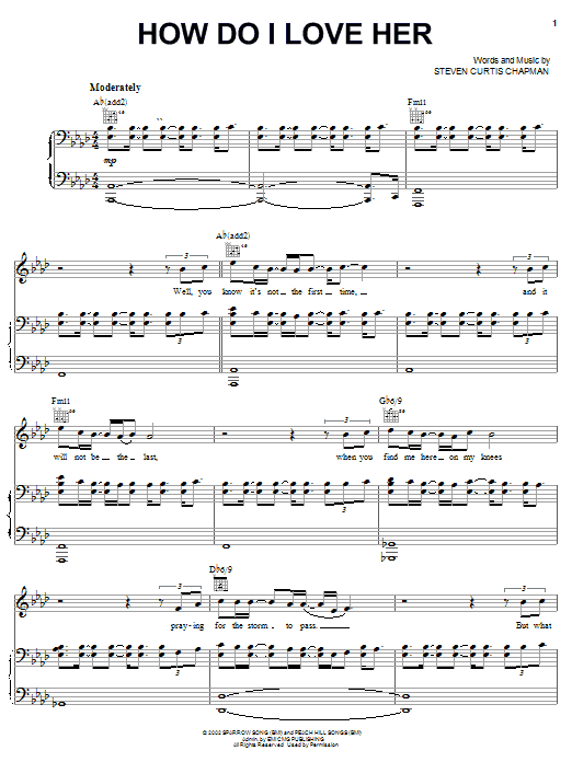 Steven Curtis Chapman How Do I Love Her sheet music notes and chords. Download Printable PDF.