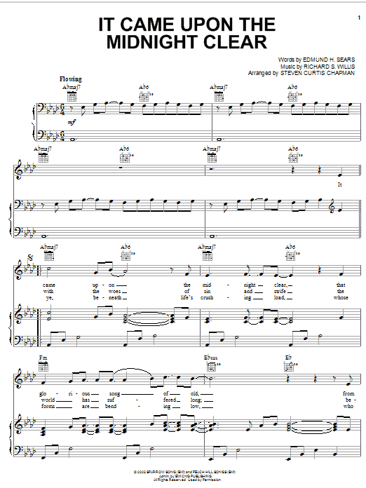 Learn to play Steven Curtis Chapman It Came Upon The Midnight Clear sheet music for Piano, Vocal & Guitar Chords (Right-Hand Melody) in minutes. Price: 7.8900$ Steven Curtis Chapman It Came Upon The Midnight Clear sheet music notes and chords arranged for Piano, Vocal & Guitar Chords (Right-Hand Melody)