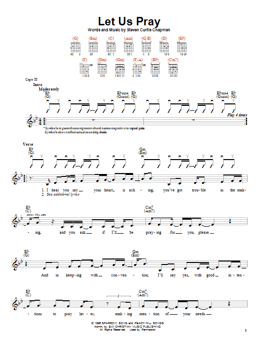 Steven Curtis Chapman Let Us Pray sheet music notes and chords. Download Printable PDF.