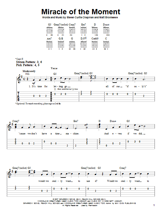 Steven Curtis Chapman Miracle Of The Moment sheet music notes and chords. Download Printable PDF.