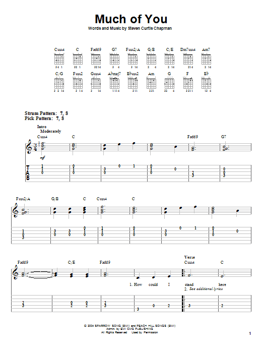 Steven Curtis Chapman Much Of You sheet music notes and chords. Download Printable PDF.