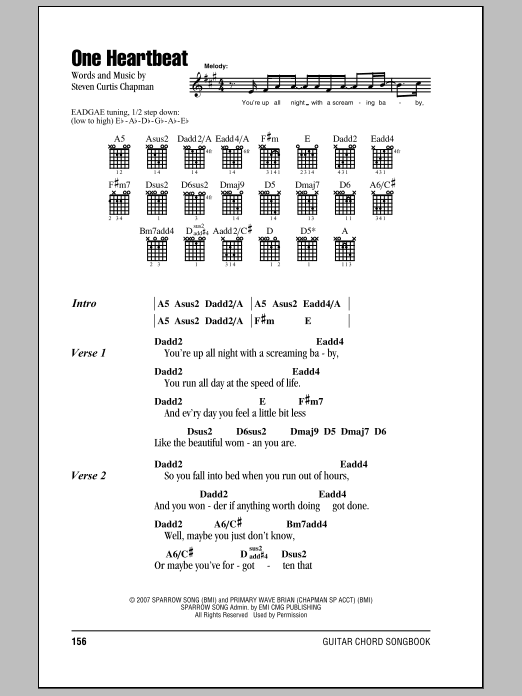 Steven Curtis Chapman One Heartbeat sheet music notes and chords. Download Printable PDF.