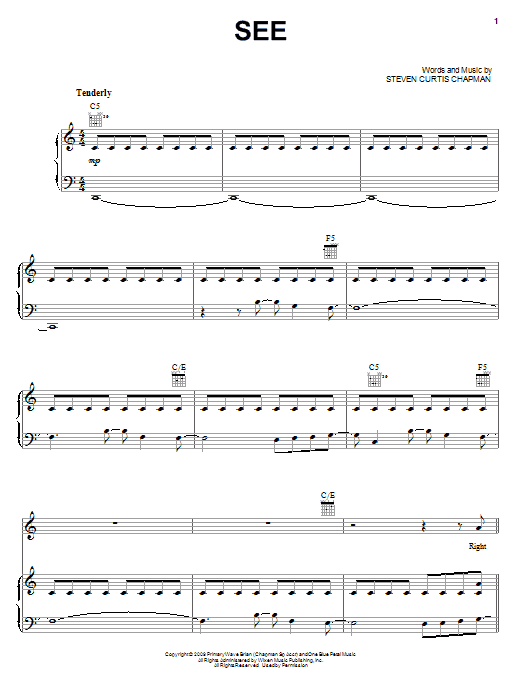 Steven Curtis Chapman SEE sheet music notes and chords. Download Printable PDF.