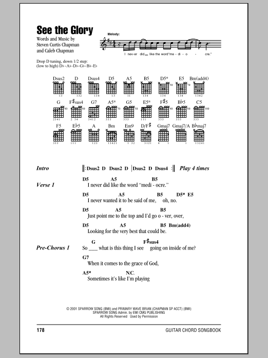 Steven Curtis Chapman See The Glory sheet music notes and chords. Download Printable PDF.