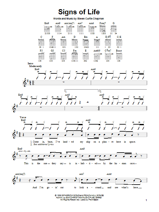 Steven Curtis Chapman Signs Of Life sheet music notes and chords. Download Printable PDF.