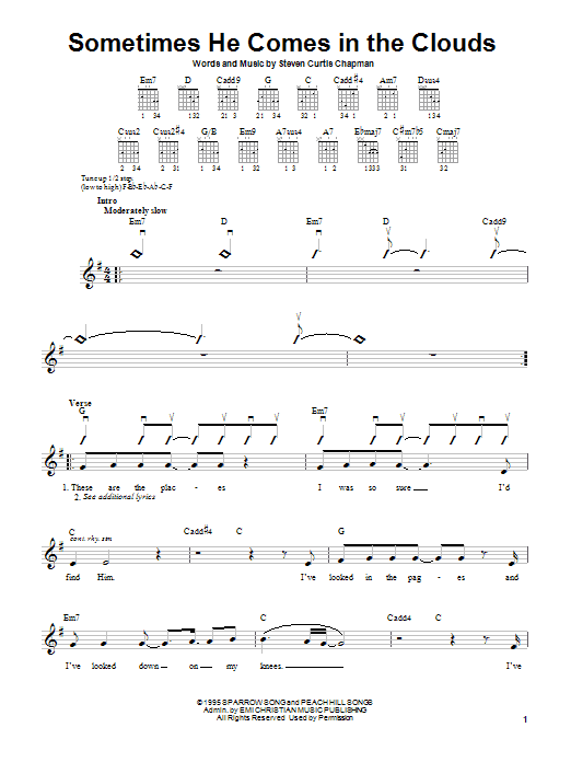 Steven Curtis Chapman Sometimes He Comes In The Clouds sheet music notes and chords. Download Printable PDF.