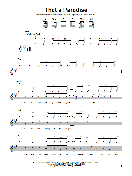 Steven Curtis Chapman That's Paradise sheet music notes and chords. Download Printable PDF.