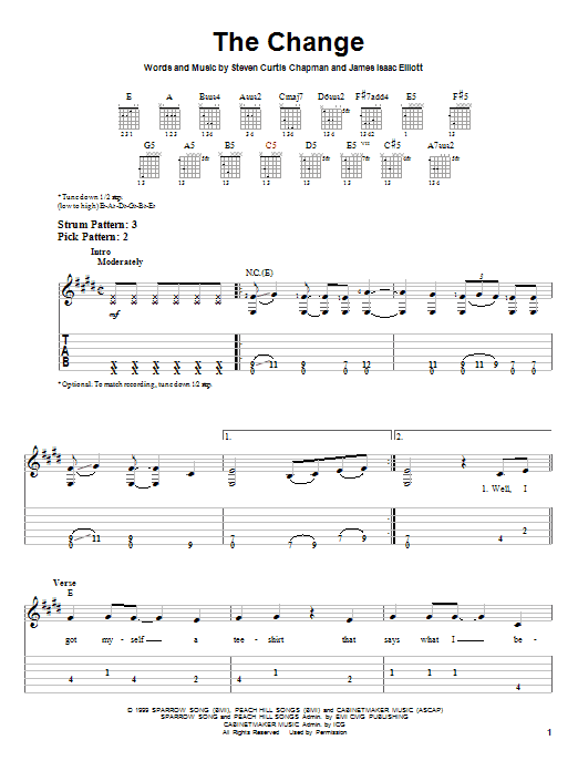 Steven Curtis Chapman The Change sheet music notes and chords. Download Printable PDF.