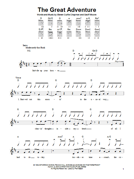 Steven Curtis Chapman The Great Adventure sheet music notes and chords. Download Printable PDF.