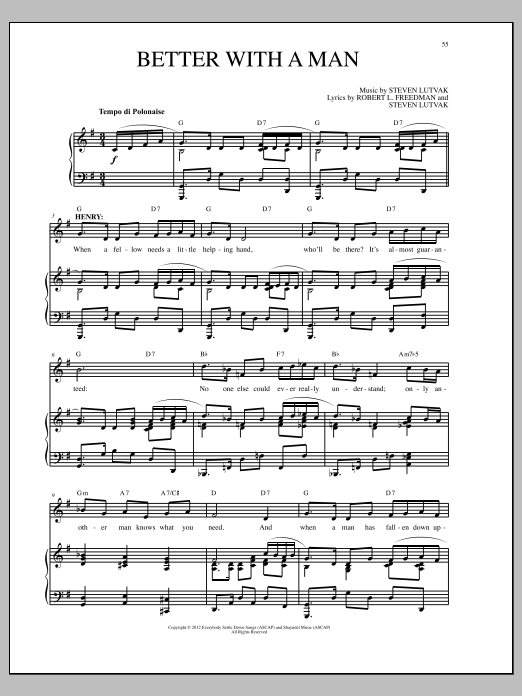 Steven Lutvak Better With A Man sheet music notes and chords. Download Printable PDF.